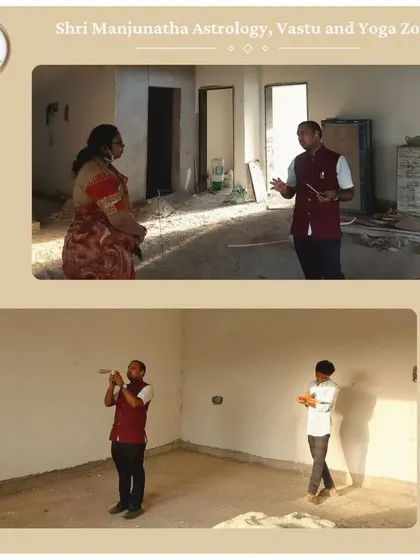 Discussing the Vastu plan with the homeowner on-site in Mangaluru. My consultations are collaborative, ensuring the client understands the reasoning behind each recommendation for their new residence.