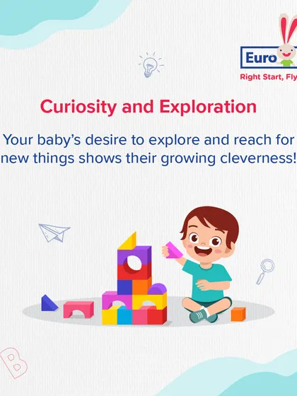 A baby's desire to explore their surroundings and reach for new things is a clear indicator of their growing curiosity and cleverness.