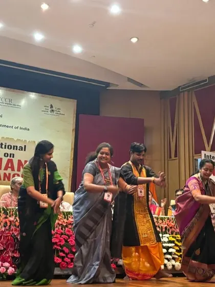 A moment from my presentation at the Sangeet Natak Akademi, New Delhi. Sharing the stage with fellow scholars and demonstrating folk dance forms was an honor.