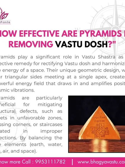 Pyramids are a highly effective remedy in Vastu Shastra for rectifying structural defects. Their unique geometric shape creates a powerful energy field that draws in and amplifies positive cosmic vibrations, harmonizing your space.