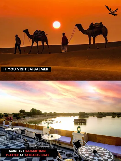 Visiting Jaisalmer? A Rajasthani platter at Tathastu Cafe is a must-try after watching the sunset over the desert. We know all the best food spots.