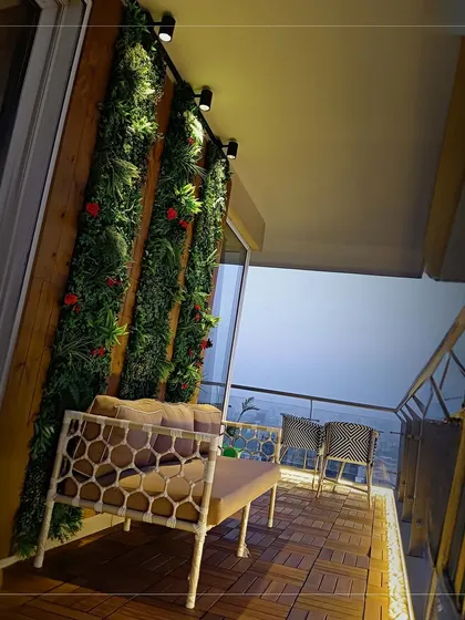 Cool breeze, a cup of coffee, and oh so good vibes. This series of images showcases different balcony designs at night, all featuring beautiful ambient lighting that creates a relaxing and magical atmosphere.