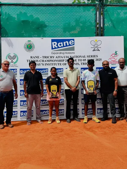The singles winners of the Rane Trichy AITA U-16 National Series. We are proud to have our player Eshita representing the academy as the girls' champion.