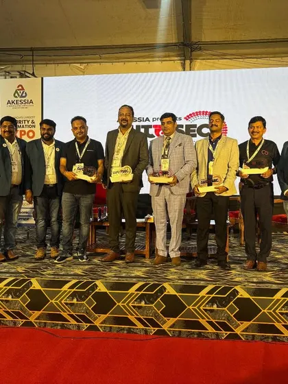 Receiving an award on stage at AutoSec 2025 in Kerala. It is an honor to be recognized for my contributions to the security and automation industry.