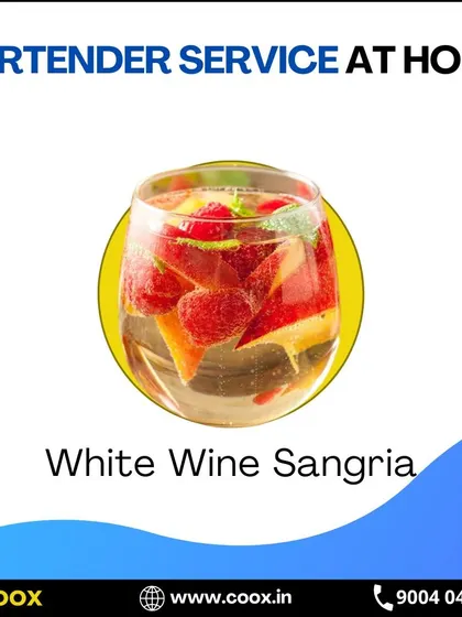 A classic White Wine Sangria, perfect for brunches and summer parties. My bartenders can prepare this refreshing drink, soaking summer fruits in wine and brandy for a delicious result.