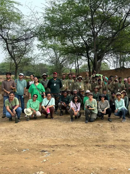 Our dedicated on-ground team, volunteers, and experts pose together at Aravali Nagar Van, the backbone of our restoration efforts.