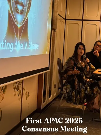 At the APAC 2025 Consensus Meeting, I shared my experience with the Jovena Facestim technology for creating a "V" shape sculpted face by tightening facial muscles and improving skin firmness.
