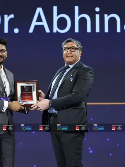 Another photograph from the Times Now Doctor's Day Conclave award ceremony. My focus remains on providing expert care with empathy.