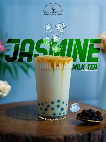 Meet your new favorite drink: my Jasmine Milk Tea. It's a floral, creamy, and calming bubble tea with a sweet caramel drizzle that's perfect for any time of day. A true mood booster in a cup.