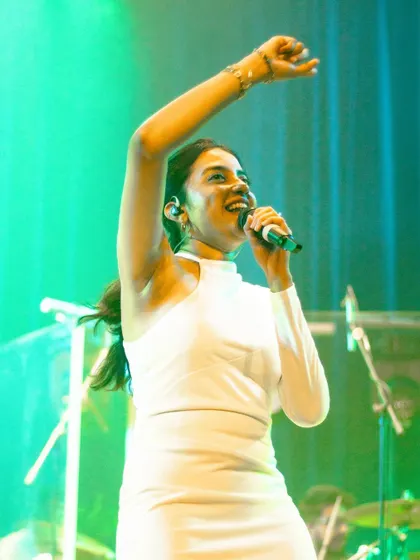 Another shot of me getting the crowd going. The energy exchange between the stage and the audience is the most important part of a live show.