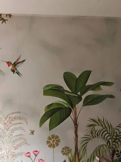 A different angle of the Bandra jungle mural, showing the seamless blending of the panels.