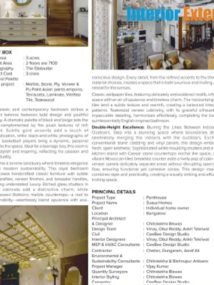 This excerpt from Interior Exterior Magazine details the principal aspects of one of my Bangalore projects. It speaks to my studio's focus on balancing bold design with youthful energy, using a mix of textures and materials.