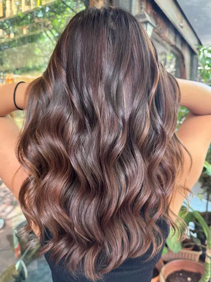 A full view of this gorgeous dark chocolate mane. The color is so deep and rich. (No filter)