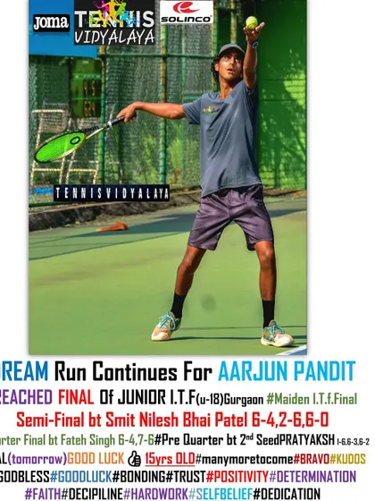 Celebrating a dream run to the final of a Junior ITF event in Gurgaon.