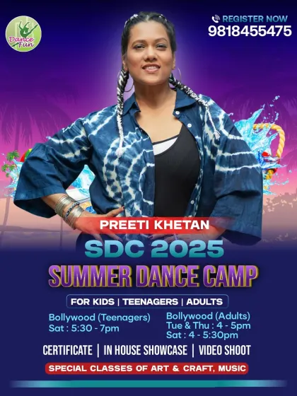 As the Artistic Director, I'll be teaching Bollywood for teenagers and adults at the Summer Dance Camp. Check out the schedule and join my batch.