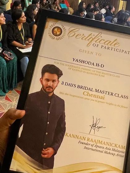 A duplicate of my certificate from Kannan Raajamanickam's masterclass.