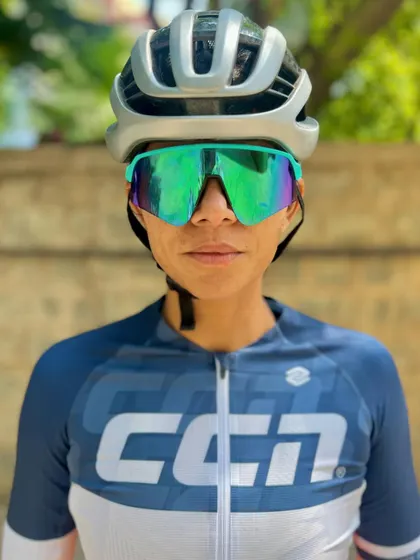 A close-up of the CCN kit and my race-day face. When you're comfortable and confident in your gear, it shows. I help athletes make smart choices about the equipment that supports their goals.