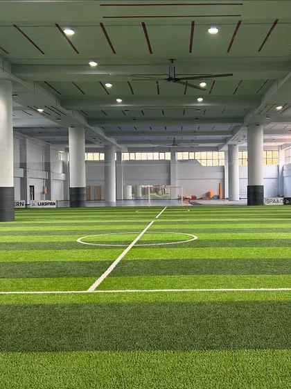 Our pristine 5-a-side indoor football pitch, featuring high-quality turf that's perfect for fast-paced games, technical drills, and year-round training, regardless of the weather.