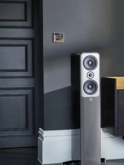 For me, great design and exceptional audio go hand in hand. Here, a high-performance Q Acoustics tower speaker is integrated into a sophisticated living space, proving that you don't have to compromise on aesthetics for incredible sound quality.