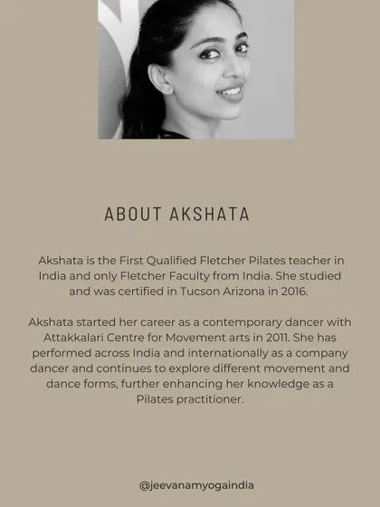 A little more about me and my background as the first qualified Fletcher Pilates teacher and faculty in India. I bring my experience as a contemporary dancer into my teaching.