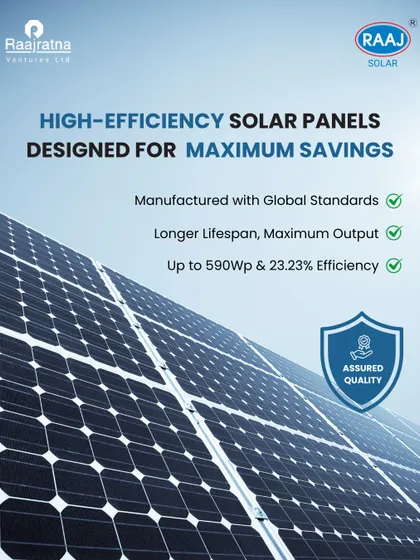 Our high-efficiency solar panels are designed for maximum savings. Manufactured to global standards with assured quality, they offer a longer lifespan and up to 590Wp & 23.23% efficiency.