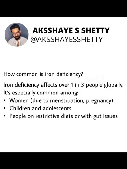 Iron deficiency is very common, affecting over 1 in 3 people globally. It's especially prevalent among women due to menstruation, children, and people on restrictive diets.