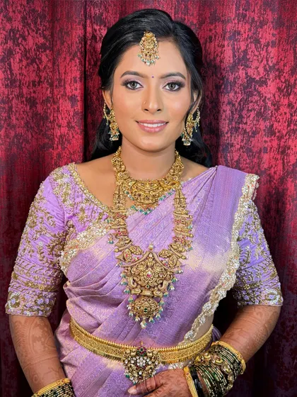 A smiling portrait of the bride. Her happiness and confidence are the best indicators of a successful makeup application.