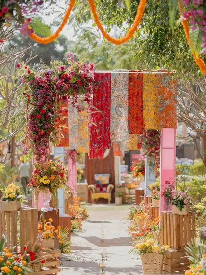 These images and videos showcase the rich variety of details, floral arrangements, and decor elements that bring our vibrant Haldi and Mehendi celebrations to life.