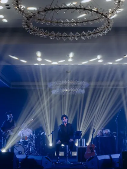 The legendary Papon performing at a vintage themed welcome soirée in Goa. We arranged for this soulful musical performance to set a magical tone for the weekend's festivities.