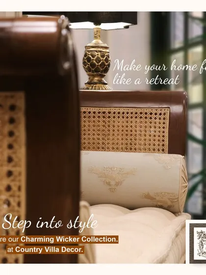 My Charming Wicker Collection is designed to make your home feel like a retreat. This armchair features a classic wooden frame with intricate wicker-cane paneling, blending natural texture with sophisticated design.