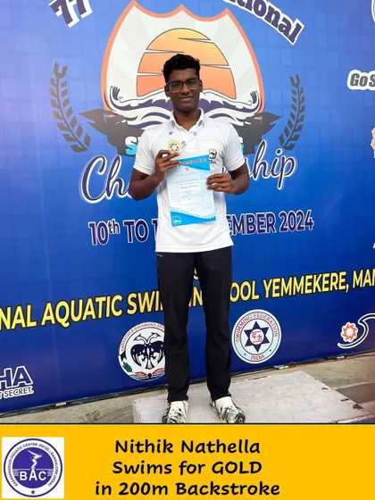 Nithik Nathella, the new 200m backstroke champion.