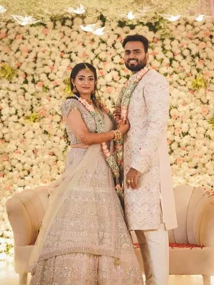 A beautiful couple at their reception. My goal is to create a stunning backdrop that makes your special moments even more memorable.