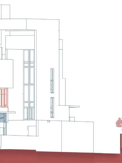 This drawing provides another elevation view, detailing different aspects of the facade and its material composition. Such drawings are a crucial part of our design process, translating concepts into buildable instructions.