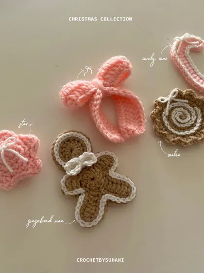 This is a glimpse into my special Christmas collection. I design and create custom ornaments like gingerbread men, stars, candy canes, and cookies to make your holiday decor unique and personal.