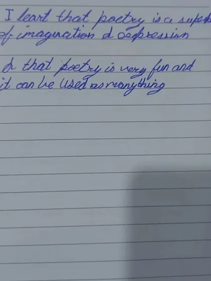 "I learnt that poetry is a superpower of imagination & expression." This handwritten note is from an eight-year-old who started the session saying he found poetry boring. This is the kind of mindset shift I love to see.