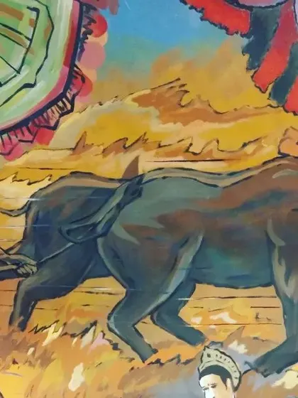 Another take on the Kambala theme, this time as part of a larger cultural collage for The Avatar Hotel. The style is more expressive, capturing the raw energy of the race.