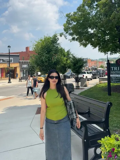 Exploring the quaint main street of Huntsville, Ontario.
