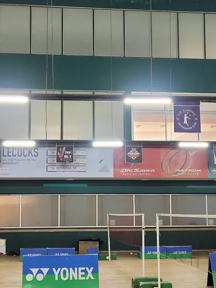 Players warming up for their matches during the second edition of the Indranagar Badminton League.