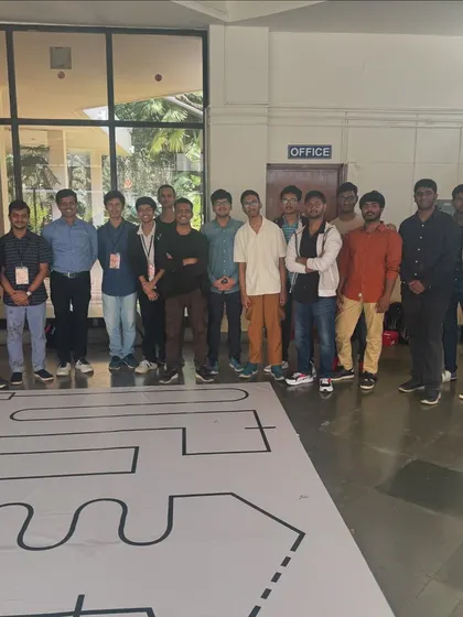 A group photo with the talented participants of the Robolympics event at IISc Bangalore. We are proud to support and mentor the next generation of engineers.