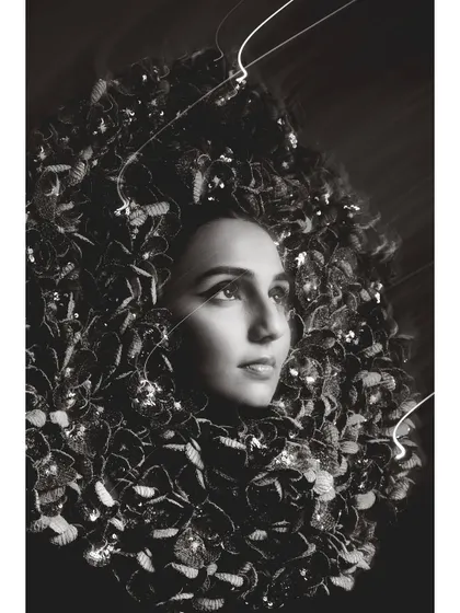 An artistic outtake from the Elle digital cover shoot. This black and white close-up focuses on texture and light, showing a more abstract and intimate side of the story.