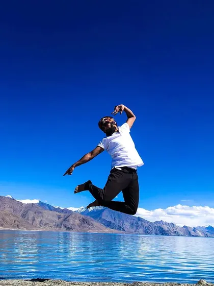 Another dynamic jump pose, capturing the energy of the moment.