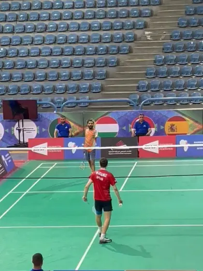 A courtside view of the Men's Singles final at the Egypt International, where my player Raghu Mariswamy competed for the title.