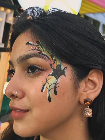 A spooky-chic spiderweb design, perfect for a Halloween event at a flea market.