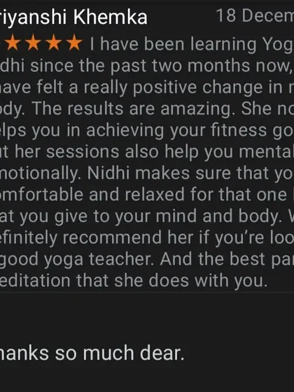 I feel blessed when I receive messages like this. My goal is not just to help you with fitness but to create a space where you feel mentally and emotionally supported. This review from Priyanshi truly touched my heart and reflects the journey we take together.