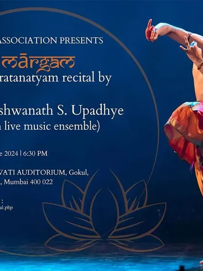 The poster for my solo Margam recital in Mumbai, presented by BSKB Association with a live music ensemble.