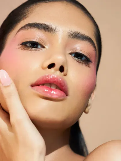 A beautiful example of the glowing skin and soft makeup looks we create during our beauty shoots at the academy, created by my student Diya.
