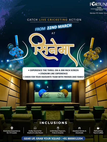 Transform your game day with a live cricket screening in our private cinema. We combine the thrill of a stadium with the comfort of a luxury theatre, complete with Dolby sound that captures every cheer and unlimited refreshments for you and your guests.