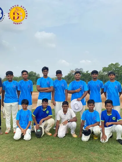 Our cricket team at Don Bosco Academy, Nerul, poses for a photo. This partnership allows us to bring our professional coaching to more students, fostering talent across the city.