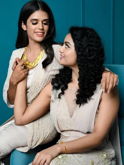 These looks were styled for a pre-Diwali shoot for Ruhm India. I paired their elegant, embroidered ethnic wear with statement jewellery against a rich teal background to create a sophisticated and festive mood.