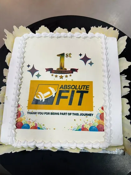 Our first anniversary cake, marking a milestone of fitness and community.